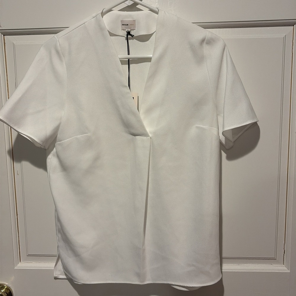 River island White Top Short Sleeve Blouse NEW With Tags US Size 4 UK Size 8